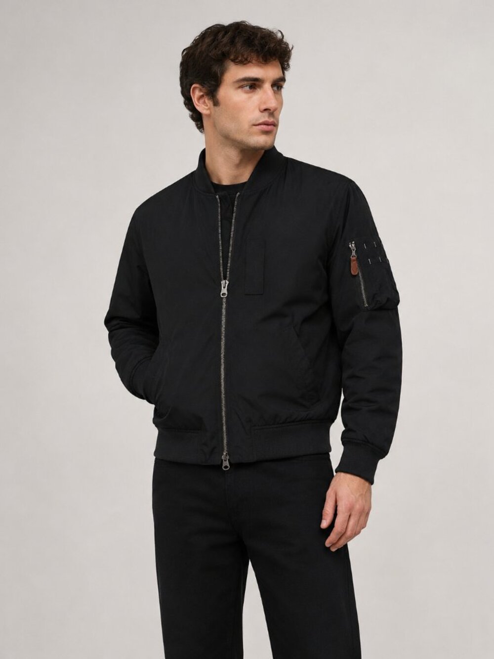 Abercrombie & Fitch Men’s M Black MA-1 Bomber Flight Jacket Utility Zip Pocket